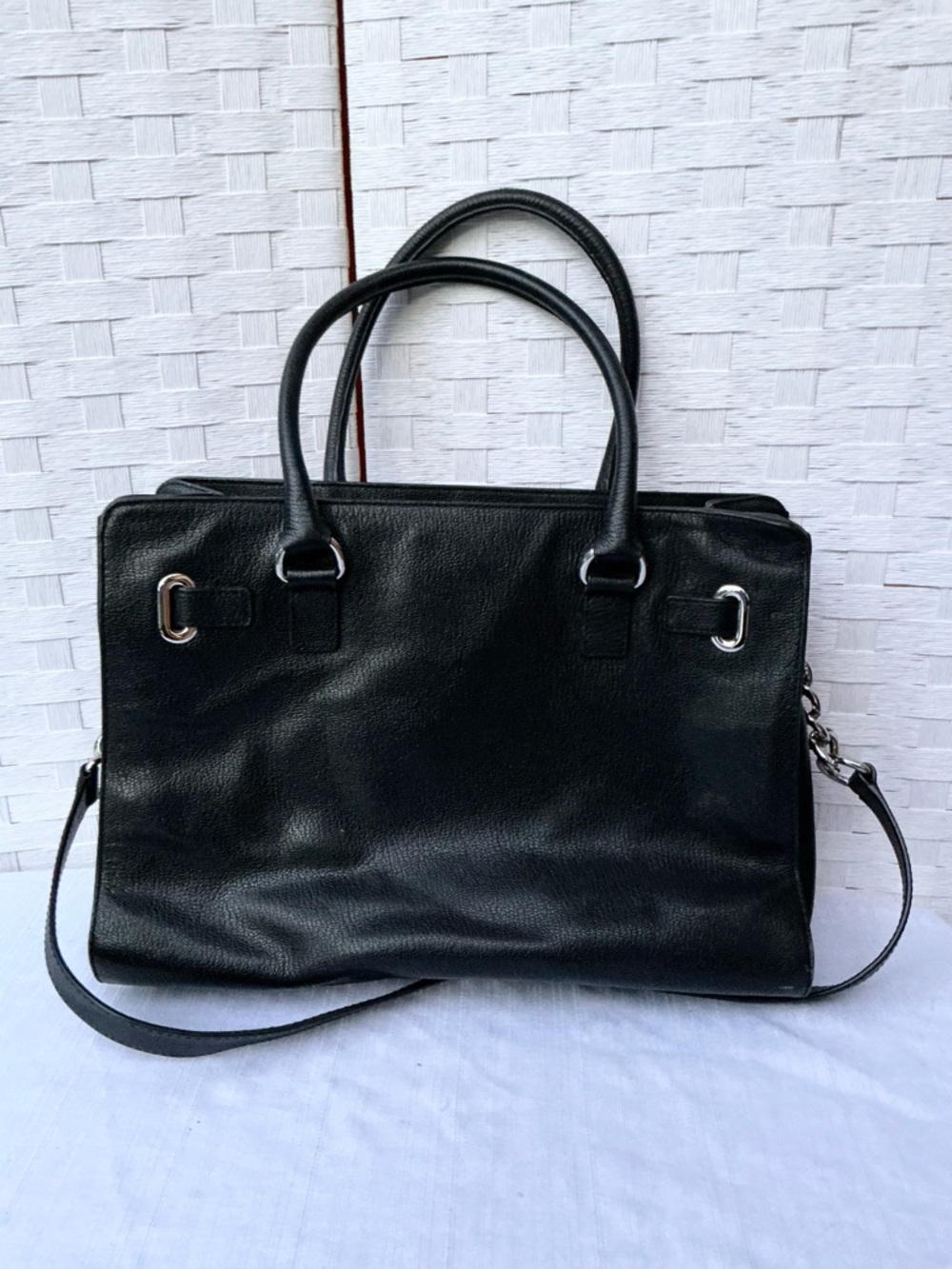 Michael Kors Hamilton Satchel Black Silver - Picture 3 of 3